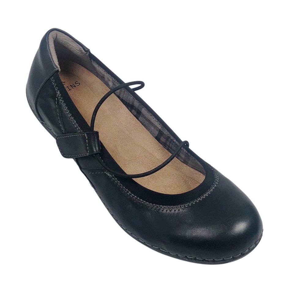 Earth Origins Black Leather Strap Flats Sz 10